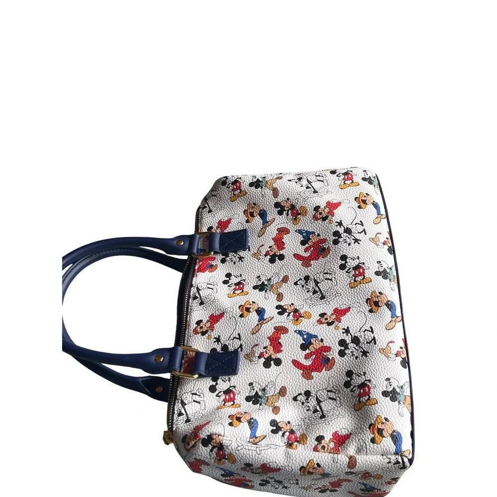 Disney Store Mickey Mouse Satchel Bag OS White Navy Excellent All‎ Over Print